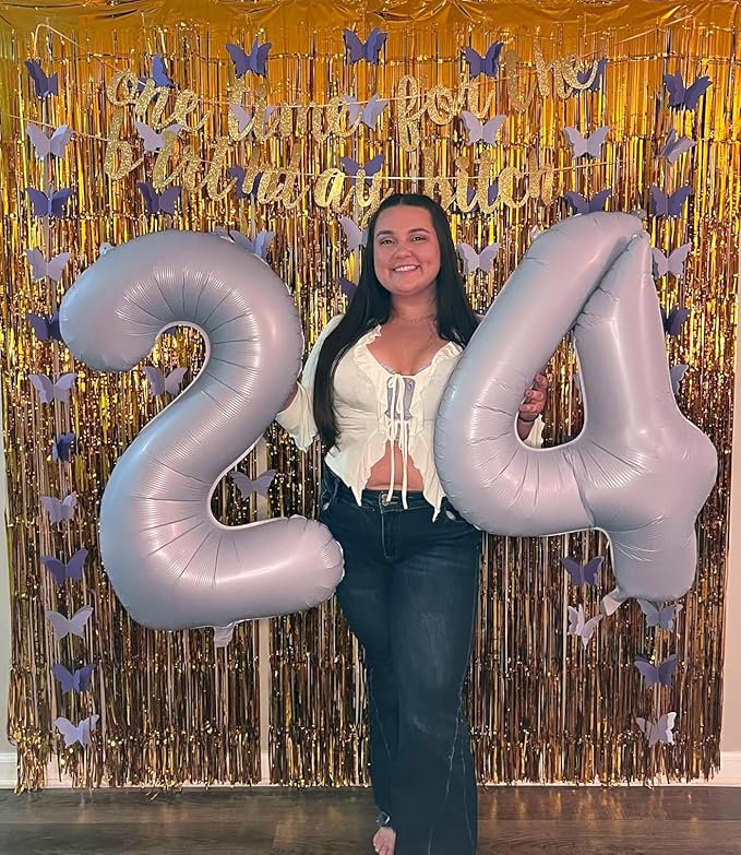 40 Inch Cream Purple Numbers 9 Balloon, Balloons Decorations for 9 19 90 Birthday Party, Engagement, Wedding, Graduations, Photo Shoot Supplies