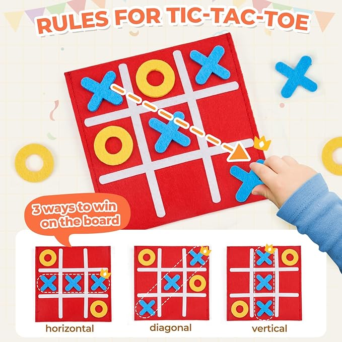 JoyCat 30 Pack Tic Tac Toe Party Favors for Kids, Felt Travel Board Games with Storage Pouch, Classroom Prizes, Goodie Bag Stuffers, Birthday Gifts for Students(Classic)