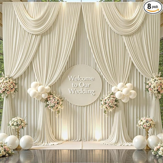 40ft x 10ft Wrinkle Free Beige Wedding Backdrop Curtains for Party Bridal Shower Reception Decorations Beige Fabric Curtain Backdrops Drapes for Photography Baby Shower Birthday Background