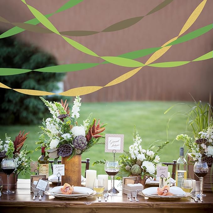 8 Rolls Crepe Paper Streamers, Woodland Streamers Party Decorations for Baby Shower Bridal Shower Wedding Safari Jungle Dinosaur Themed Birthday Christmas Decorations