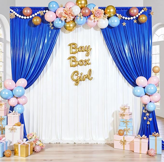 20ftx10ft Royal Blue Sequin Backdrop Curtain for Parties, Wrinkle Free Thick Glitter Sparkle Photo Backdrop Drapes 4 Panels 5x10FT Shimmer Back Drop Cloth for Wedding Birthday Photography Background