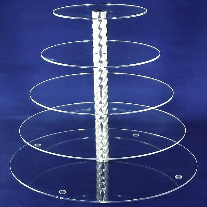 AMT Acrylic Cupcake Stand | Clear Acrylic Cupcake Stand for 57 Cupcakes | 5 Tiers Cupcake Stand | Perfect for a Wedding Shower, Birthday Party, Baby Shower. (1 pc/Box) (Round - 5 Tiers)
