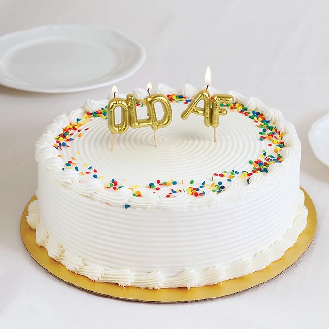 Genuine Fred Lighten UP Party Candles, Old AF, Metallic Gold Balloon-Style Letter Candles, Hilarious Candles for Retirement Celebrations and Milestone Birthdays