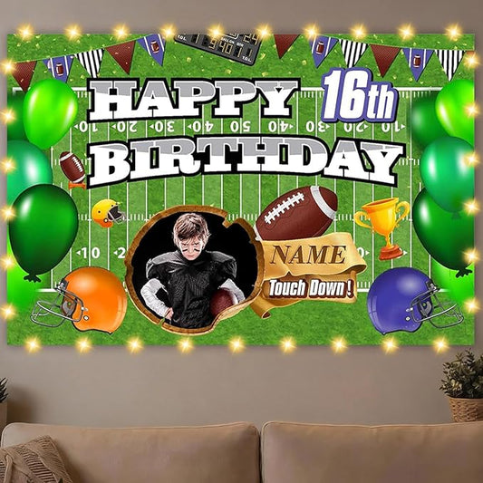 Custom Football Decorations for Party,Personalization Football Birthday Party Decorations,Football Sports Birthday Backdrop Banner Supplies