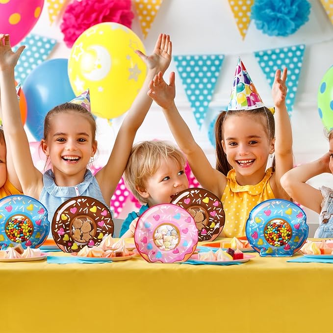 Resurhang 60 Pcs Donut Party Zipper Treat Bags Donut Food Goodie Gifts Bags Resealable Sweet Doughnut Party Snack Candy Containers for Kids Birthday Baby Shower Decorations Supplies