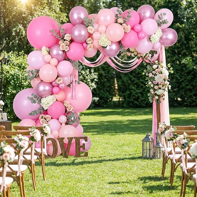 RUBFAC Pink Balloons Set, Metallic Pearl Pastel Light Pink Party Balloons 12 Inch for Girl Princess Birthday Party Decorations Wedding Baby Shower, 65pcs