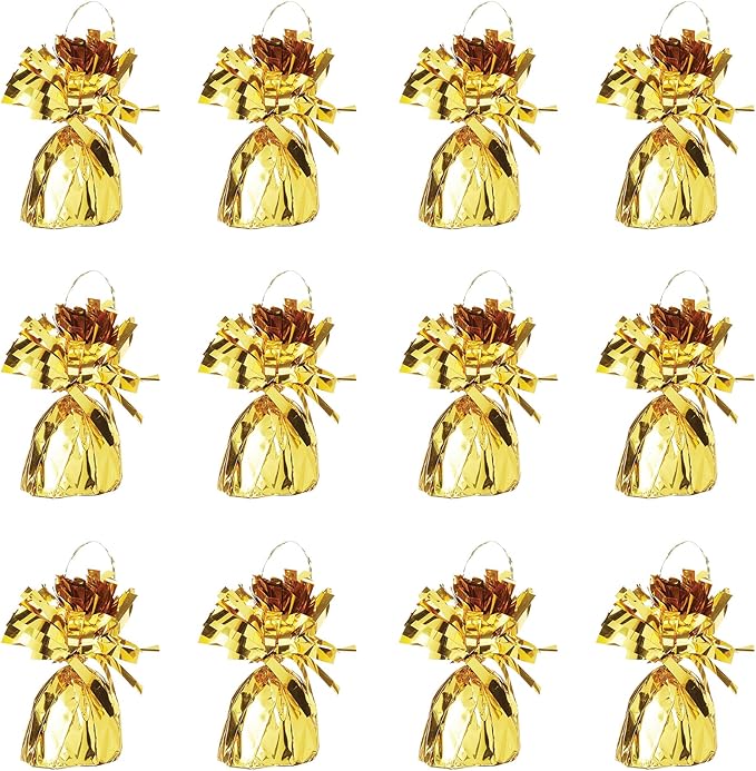 Beistle 50804 GD Metallic Wrapped Balloon Weights, Gold, 6 Ounces, 12-Piece