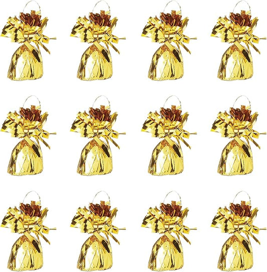 Beistle 50804 GD Metallic Wrapped Balloon Weights, Gold, 6 Ounces, 12-Piece