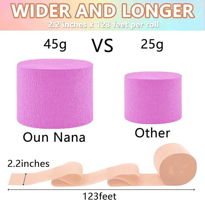 Crepe Paper Streamers 6 Rolls Pastel Streamers 2.2 Inches 738 Feet, Streamers Party Supplies for Birthday, Wedding, Baby Shower, Bachelorette Party, Graduations Decorations, DIY Crafts