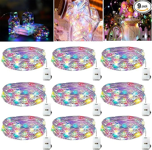 Niumowa LED Fairy Lights Battery -9 Pack 2M/20 LEDs Mini Fairy Lights with Battery,LED Lighting Battery Operated Decoration for Bottle,Christmas Tree Wedding Balcony Party Decoration