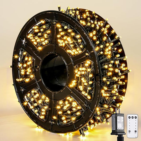 JMEXSUSS 272ft 800 LED Outdoor Christmas Lights, 8 Modes Warm White Christmas Tree Lights Green Wire, Waterproof Led String Light for Outside Indoor Xmas Party Tree Decor