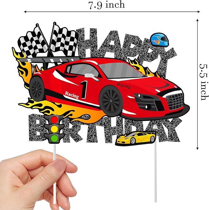 37pcs Race Car Birthday Cake Decorations Racing Car Cupcake Toppers Glitter Race Car Cake Toppers Decorations Racing Car Themed Party Favors for Race Car Themed Birthday Party Supplies