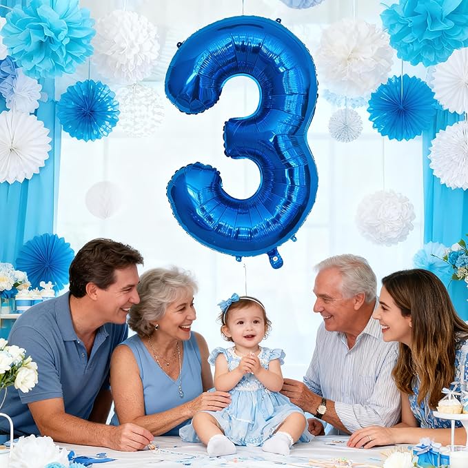 40 Inch Navy Blue 2 Balloon for 2nd Birthday Party, Blue Two Number Balloon 12 21 22 Birthday Decorations for Boys Girls Men Women, Helium Giant Foil Number 2 Balloon