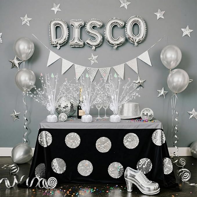 Crowye 6 Pcs Metallic Foil Spray Centerpiece Party Star Decoration Table Decor for Birthday Wedding Graduation Bachelorette Spring Party Holiday(White,Small Star)
