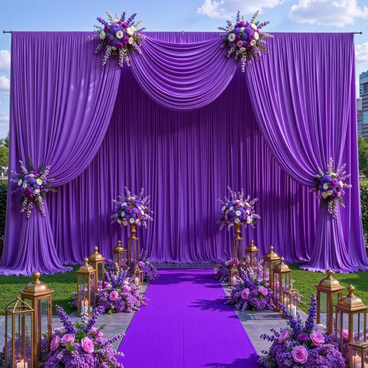 50ft x 10ft Wrinkle Free Purple Wedding Backdrop Curtains for Party Bridal Shower Reception Decorations Purple Fabric Curtain Backdrops Drapes for Photography Baby Shower Birthday Background