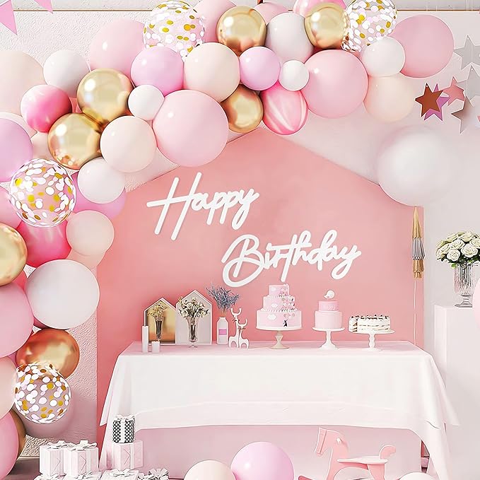 CANREVEL Happy Birthday Sign for Backdrop, Felt White Happy Birthday Banner, White Birthday Party Decorations for Girl Boy Women Men, Wall Decor Balloon Arch Photo Prop