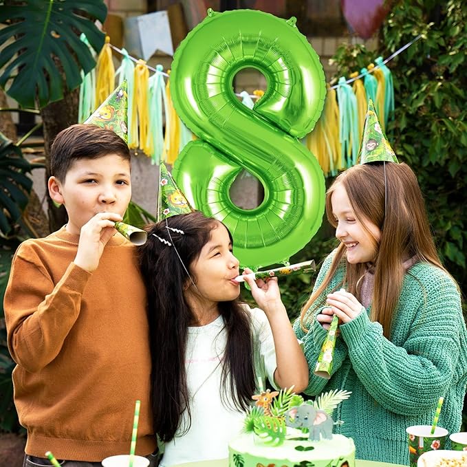 Green Number 8 Balloon 40 Inch, Big Large Foil Helium Number Balloons, Jumbo Giant Mylar Number 8 Balloons for 8 Year Old Birthday Party Decorations Supplies Anniversary Celebration