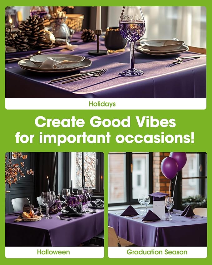 Pureegg Plastic Table Cloth Disposable 6 Pack, 54 x 108 Inch Table Cloths, Halloween Party Decorations, Summerween Decor, Halloween Tablecloths, Rectangle, Plastic Cover, Waterproof, Purple