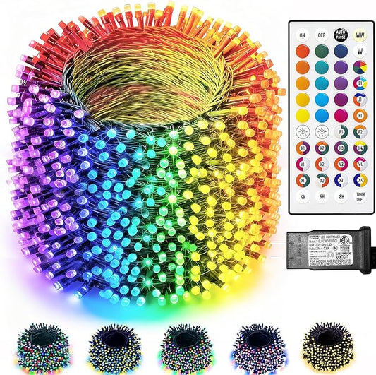 164FT Christmas Lights Outdoor, 35 Colors Changing 500 LED Easter String Lights Green Wire Remote Timer, Waterproof Twinkle Light for Indoor Outdoor Holiday Party Xmas Tree Wedding Decor