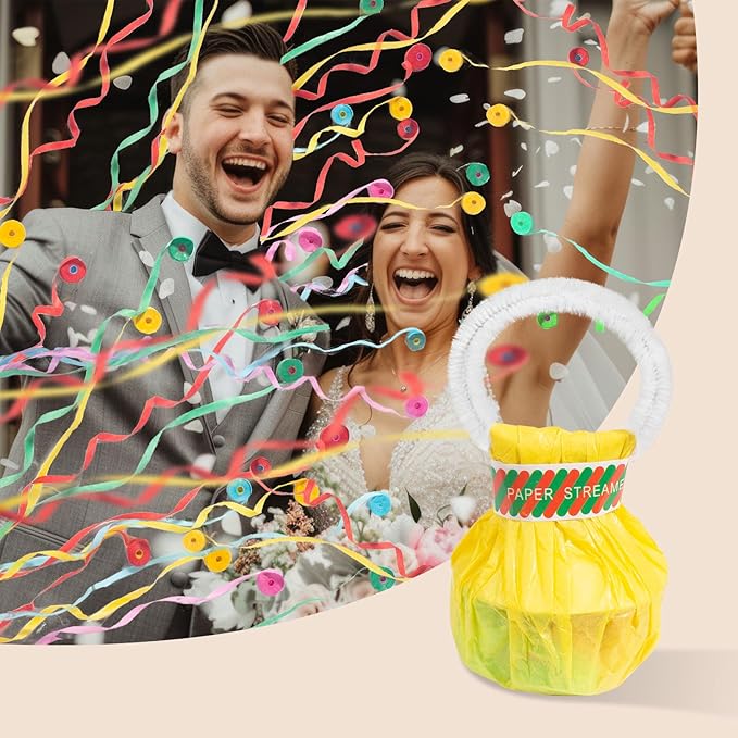 50 Pcs Hand Throw Streamers, Colorful Confetti Poppers with No Mess Streamers,Graduation Birthday & Engagement Party Favors Supplies