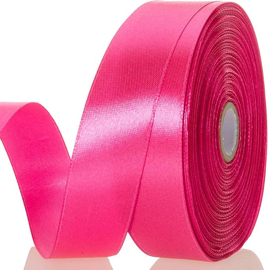 YASEO 1 Inch Rose Red Solid Satin Ribbon, 50 Yards Craft Fabric Ribbon for Gift Wrapping Floral Bouquets Wedding Party Decoration