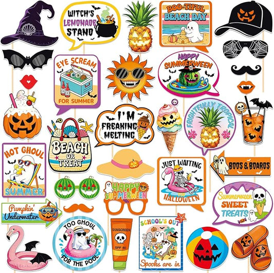 Summerween Decorations Happy Summerween Photo Props Summer Halloween Party Kit Halloween in Summer Ghost Birthday Bachelorette Party Decoration Supplies 34 Pieces