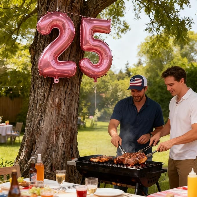 Pink Number 25 Balloons 40 Inch Giant Pink 25 Foil Mylar Balloons for 25th Birthday Anniversary Events Party Decorations