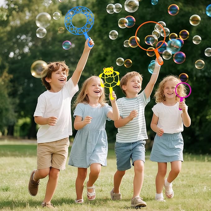 Big Bubble Wands Set,6 PCS Large Bubbles Maker Wand Set with Tray,Bubble Making Toys for Kids Summer Outdoor Birthday Party Favors