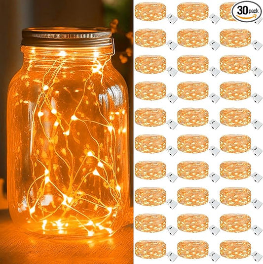 kolpop 30 Pack LED Fairy Lights Battery Operated, 7FT 20 LED Mini Twinkle String Lights Battery Powered Waterproof for Christmas Halloween Mason Jars Party (Orange)