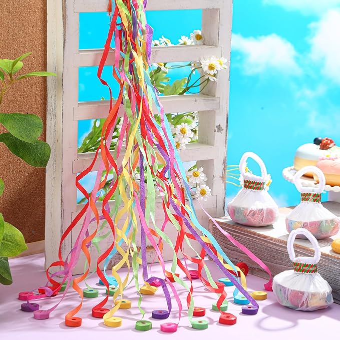 Wettarn 100 Pcs Throw Streamers Confetti Romantic Hand No Mess Streamer Crackers for Christmas Wedding Birthday Party Celebrations Graduation Party Favors(Colorful)