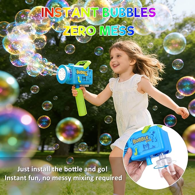 Cute Upgraded Camera Bubble Machine 360° Rotatable Handheld Rechargeable Bubble Blower, Blower with Music & Lights, Bubble Machine Solution, Kids Bubble Toy for Parties, Wedding & Toddlers Play