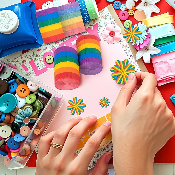 Tlswshsy 12 Rolls Rainbow Crepe Paper Streamers, 394 ft Colorful Crepe Rolls, Rainbow Streamer Paper Decoration for Pride Day Gay LGBT Birthday Wedding Ceremony Baby Shower Festivals Party DIY Crafts