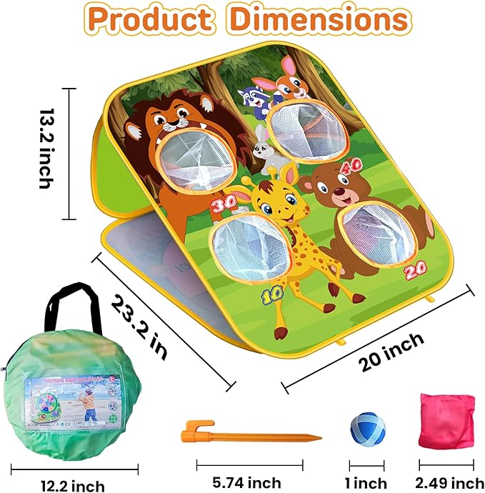 Animal Bean Bag Toss Game Kids Outdoor Toys, Family Party Games, Double-Sided Foldable Cornhole Board, Outside Lawn Party Toy, Birthday Gift for Boys Girls Toddler Age 3 4 5 6 7 8