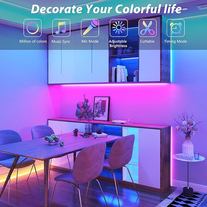 GANZQH 400FT Led Lights for Bedroom, Color Changing RGB Led Strip Lights Indoor, Music Sync Led Light Strip with Remote and App Control, DIY Led lights for Room Home Decor Ambient Lighting (4*100FT)