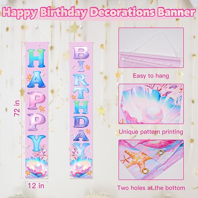 Birthday Decorations Banner, Happy Birthday Door Sign for Men Women Boys Girls Ideal Birthday Decorations Party Supplies Outdoor Indoor 72 x 12 Inch