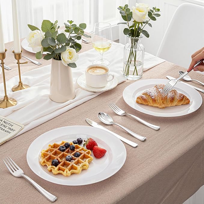 WDF 180 Pieces Silver Plastic Silverware - Silver Plastic Cutlery - Fancy Plastic Silverware Heavy Duty - 60 Forks 60 Knives 60 Spoons - Disposable Plastic Utensils Perfect for Party Wedding