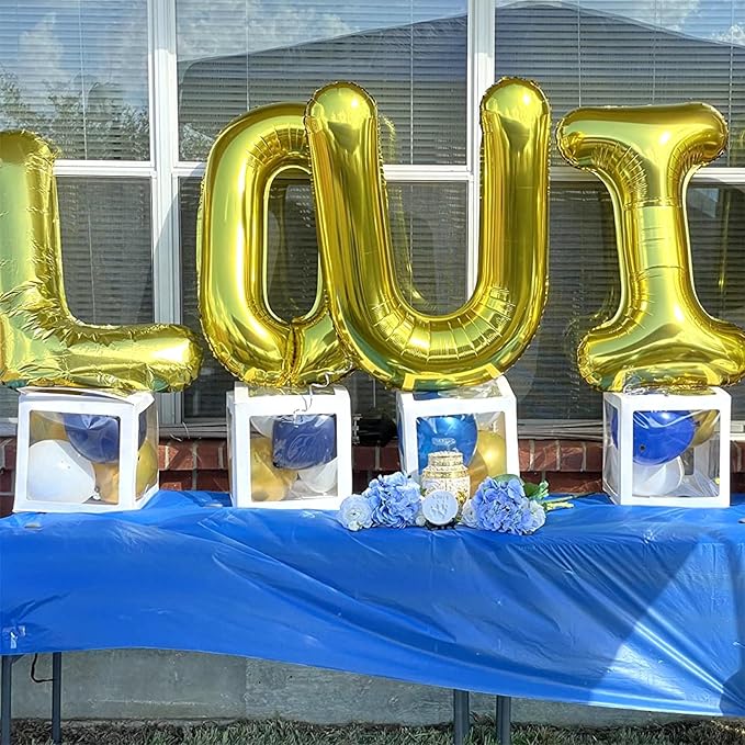 Gold Letter Balloons, 40 Inch Mylar Custom Alphabet Name Balloons for Men Women Birthday Party Decorations