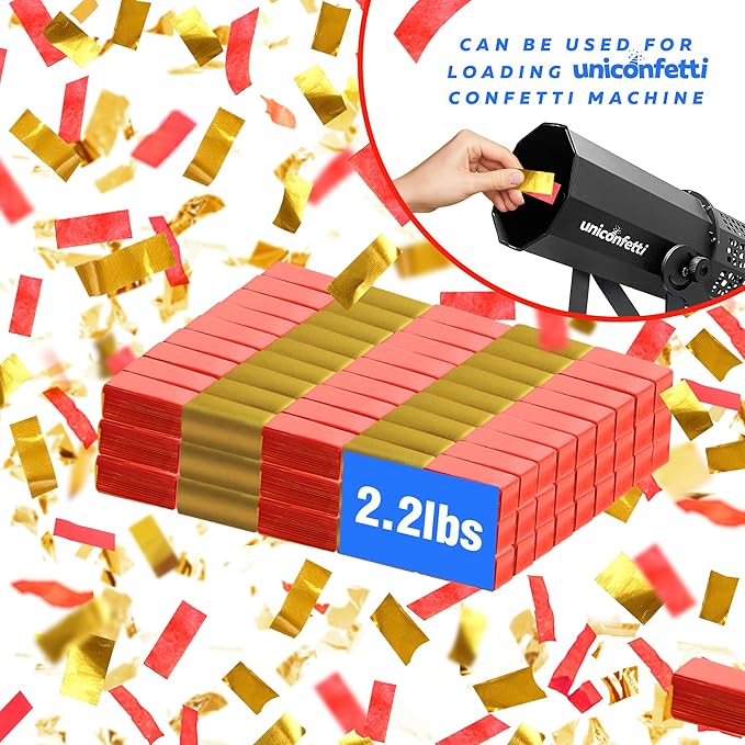 Red & Gold Bulk Confetti Paper 2.2lbs / 1kg – Biodegradable Tissue Paper Confetti, Non-Staining, Fire-Resistant | Parties, Events, Graduation, Confetti Launcher Machine Refill