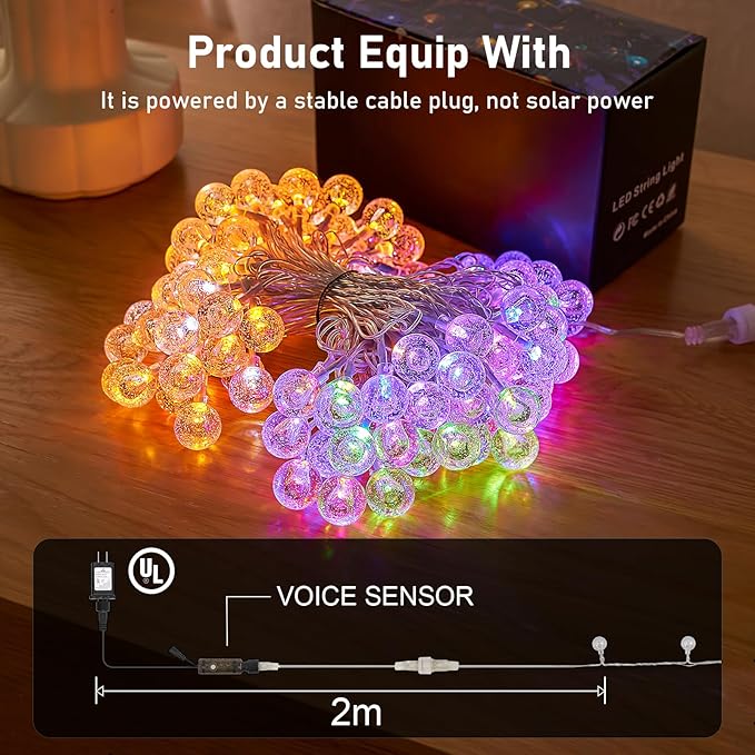 YCoisini 39FT Outdoor String Lights, 68 LED Patio Lights with Remote Control, Voice-Activated & Music Sync Mode, 16 Color-Changing Modes, Waterproof for Patio Garden Party Decor