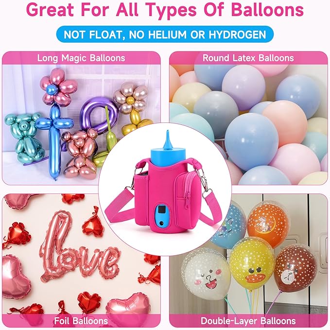 Rechargeable Balloon Pump, Portable Cordless Balloon Inflator with Carry Bag, Shoulder Strap & Tie Tool, Battery Operated Balloon Pump for Latex & Foil Balloons, Birthday Baby Shower Party Decorations