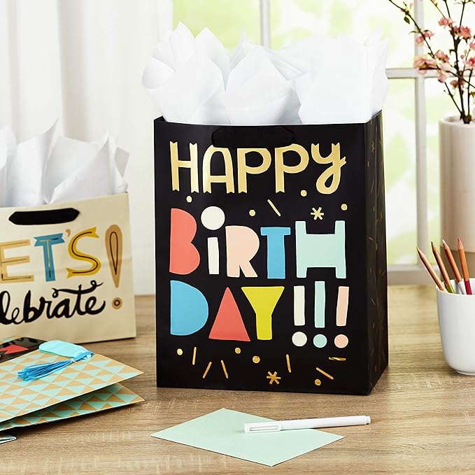 Hallmark Celebrate Gift Bags Assortment with Tissue Paper (Pack of 3: 2 Large 13" and 1 Medium 7" Gift Bags for Birthdays, Baby Showers and More)
