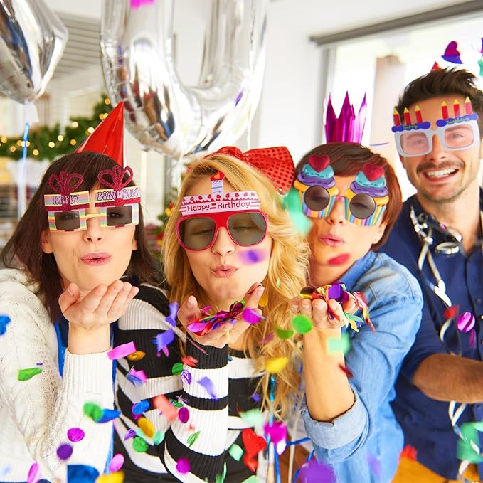 Funny Sunglasses & Costume Masks for Birthday Parties, Multi-Shaped Novelty Shades to Add Humor to Any Festivity