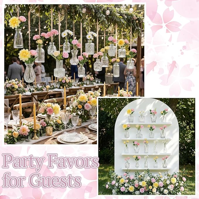 36 Pcs Artificial Flowers Table Centerpiece with Vases Spring Colorful Wildflower Centerpieces Silk Flower Arrangement for Wedding Baby Shower Table Centerpieces Party(Warm Tone)
