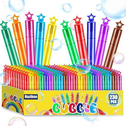 230 Pcs 10 Colors Star Bubble Wands,Bubbles Wand for Kids,Bulk, Perfect for Birthday, Wedding,Summer Outdoor Toys,Goody Bags Stuffer Bubbles,Carnival Prize,Party Favors