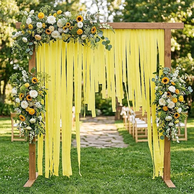 Oun Nana Bright Yellow Crepe Paper Streamers Party Decorations, 6 Rolls 738 Ft Party Streamers for Birthday, Baby Shower, Wedding, Graduation, Backdrops, Ceilings and DIY Crafts