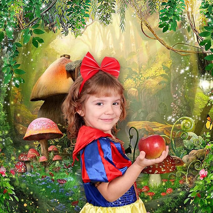 Mocsicka Enchanted Forest Backdrop Fairy Garden Tale Wonderland Mushroom House Butterfly Woodland Spring Photography Background Baby Shower Birthday Party Photo Studio Shoot (10x8ft)