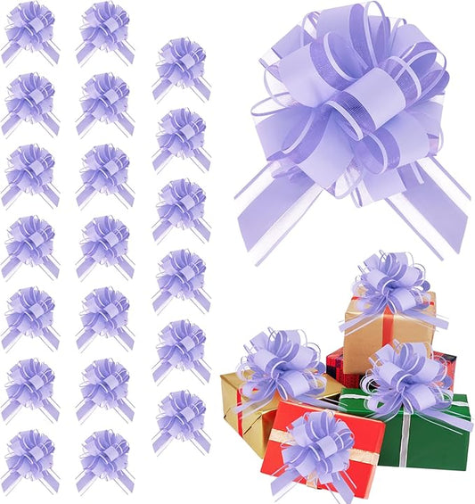 20pcs 7 Inch Pull Bows Pastel Purple Gift Wrap Bows for Gift Wrapping, Ribbon, Party Decorations