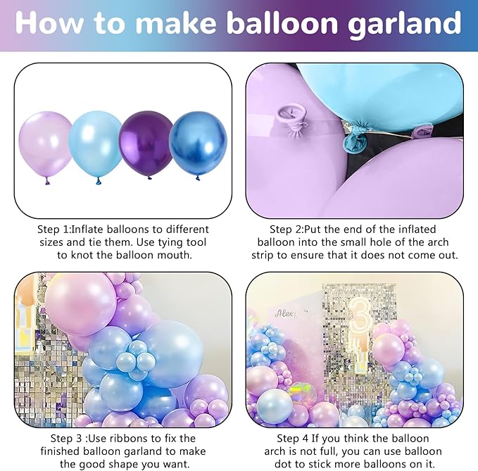 HILAVO Blue Purple Silver Balloon Arch Kit Snowflake Balloons Garland with Winter Balloon for Princess Girl Winter Birthday Baby Shower Party Decorations