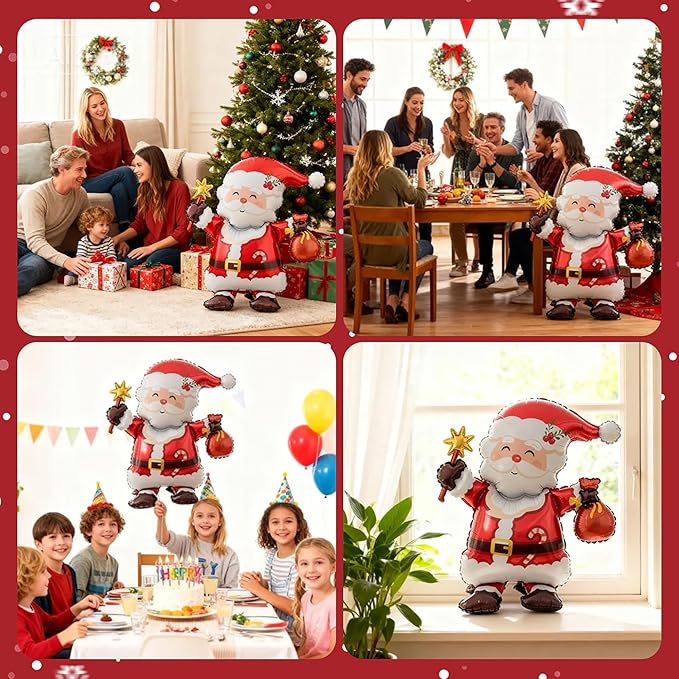 Clearance Vrukiaa Christmas Foil Balloon Decor Santa Claus Cute Christmas Self Standing Mylar Balloon 30 Inch Xmas Inflatable for Party Themed Party Decorations Supplies Decorations Party