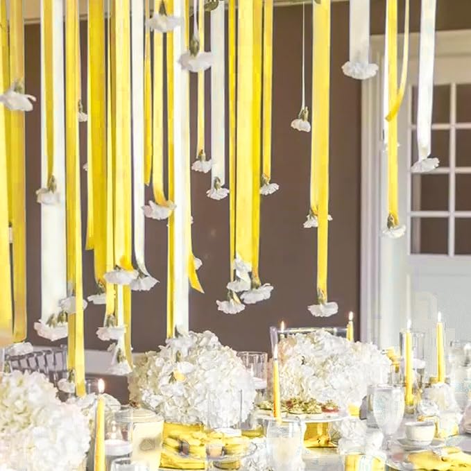 8 Rolls Crepe Paper Streamers, Yellow Streamers Party Decorations for Baby Shower Bridal Shower Wedding Bachelorette Party Birthday Boho Decor